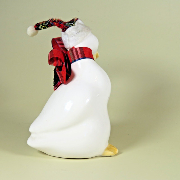 VTG Ceramic Christmas Goose Duck Hat Bow Figurine Decor Artistic Expressions 6” - Picture 7 of 16